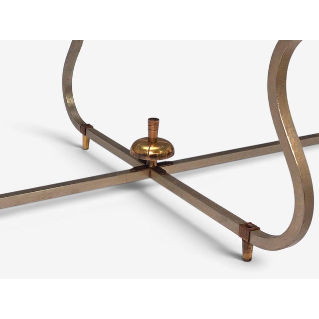 Tommi Parzinger, Unique Coffee Table, Brushed Steel, Glass, Usa, 1950s For Sale In New York - Image 6 of 12