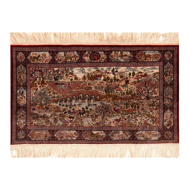 Nazmiyal Collection Vintage Microknot Silk Rug For Sale