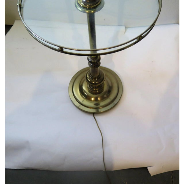 1960s Vintage French Floor Lamp With Circular Tray With Raised Balcony and Cut Out Metal Shade For Sale - Image 5 of 8