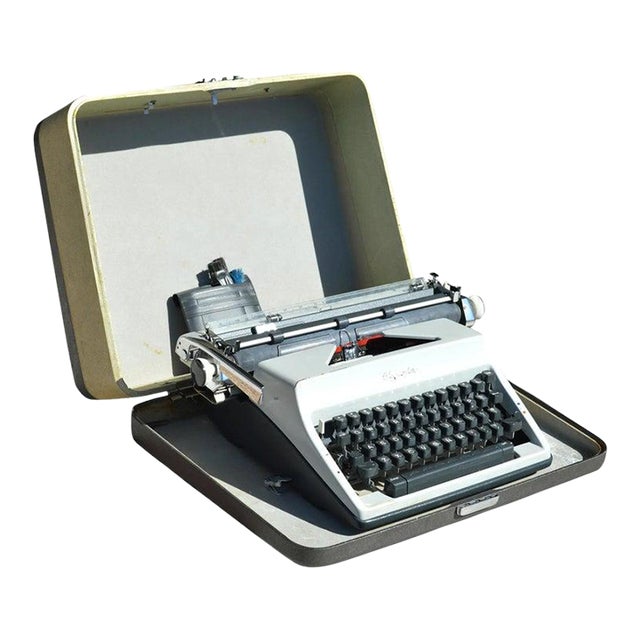 Vintage Olympia De Luxe Portable Typewriter With Carrying Case For Sale