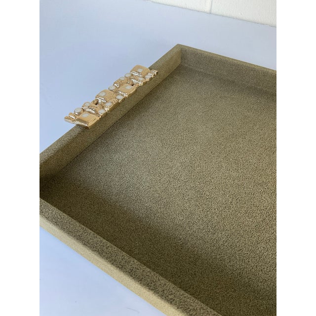 2020s John Richard Modern Olive Green Suede Delian Tray For Sale - Image 5 of 5