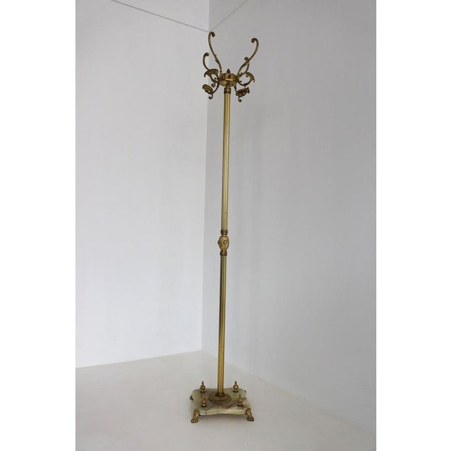 Italian Hollywood Regency Brass Coat Rack with Rotating Crown and Marble Base, 1960s For Sale - Image 12 of 17