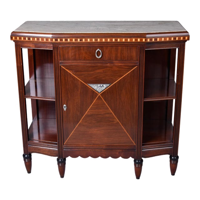 Art Nouveau Style Mahogany Sideboard With Marble Top For Sale