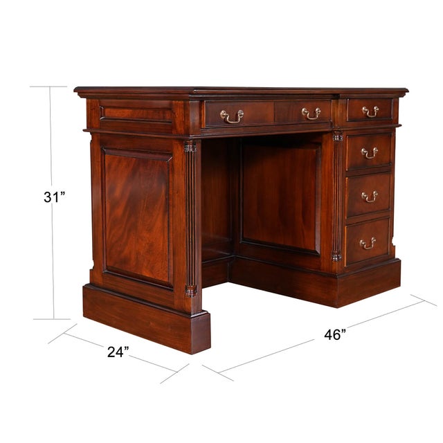 A fine quality Mahogany Single Bank Desk from Niagara Furniture with raised side panels and a rich brown color finish...