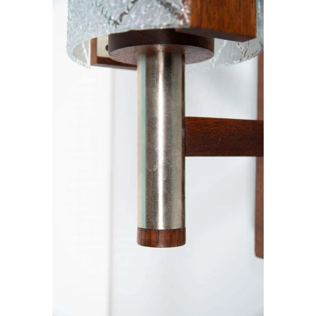 Gold Vintage Bohemian Wall Lamp in Milk Glass and Teak Wood For Sale - Image 8 of 12