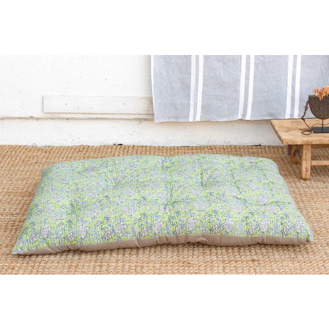 A breath of fresh air for your floor, this oversized rectangular cushion features a cheerful Lime Green hand block print....