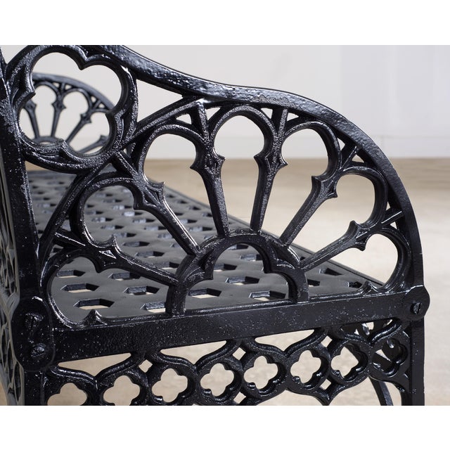 English Coalbrookdale Style Cast Gothic Revival Garden Bench For Sale - Image 9 of 18