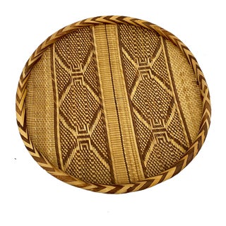 Vintage Round Woven Tribal Wall Basket For Sale