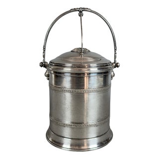 Vintage Silverplate Ice Bucket with Glass Interior For Sale