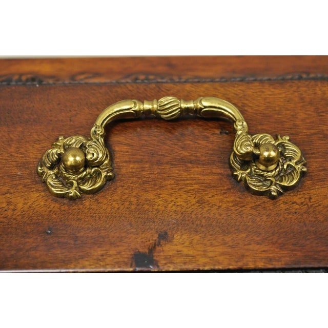 Brown Late 20th Century French Empire Rococo Style Carved Mahogany Paw Foot Jewelry Vanity Trinket Box For Sale - Image 8 of 12