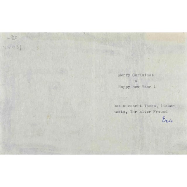 Studio is an original woodcut print realized in the Mid-20th Century. Good conditions. The artwork is represented in...