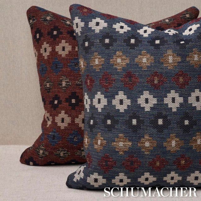 Rustic Schumacher Ayumi Performance 20" Pillow in Denim For Sale - Image 3 of 4