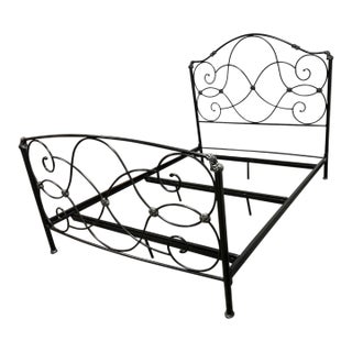 Queen Size Bombay Company Scrollwork Metal Bed Frame, Vintage For Sale