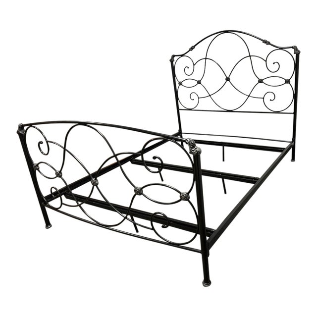 Queen Size Bombay Company Scrollwork Metal Bed Frame, Vintage For Sale