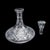 This is a vintage ships decanter and glass duo. An English, cut crystal glass wide bodied brandy or rum bottle with...
