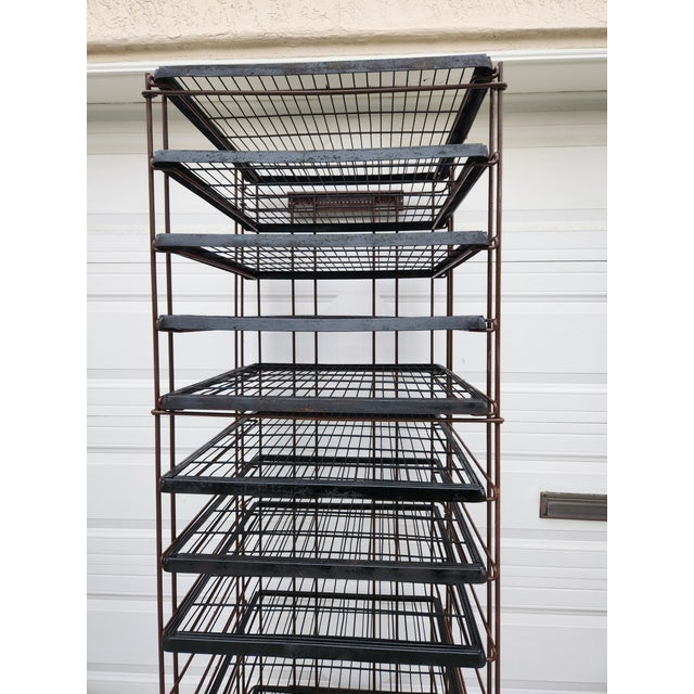 1980s Vintage Industrial Storage Rack on Wheels With Sliding Trays For Sale - Image 4 of 10