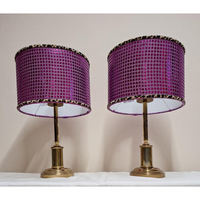 Vintage Table Lamps with Brass Base and Handmade Lampshade from Lamplove, 1970s, Set of 2 For Sale - Image 6 of 10