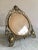 1900's English Scrolled Brass Circular Picture Frame With Medallion Accents For Sale - Image 4 of 11