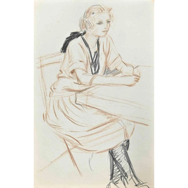 The Pupil, Original Drawing, Early 20th-Century For Sale