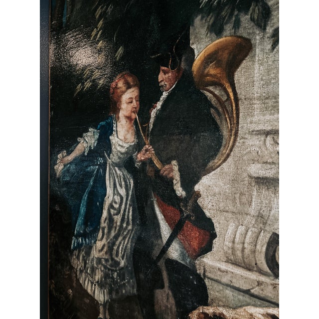 19th Century 19th Century Rococo Old Love Painting For Sale - Image 5 of 5