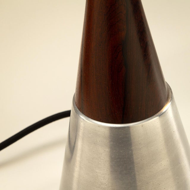 Brown Rosewood and Aluminum Table Lamps from Bergboms, Sweden, 1950s, Set of 2 For Sale - Image 8 of 13