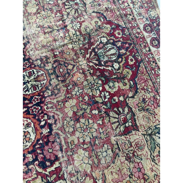 Textile Antique Persian Sage Green Kermanshah Rug 4.3 x 5.7 For Sale - Image 7 of 16