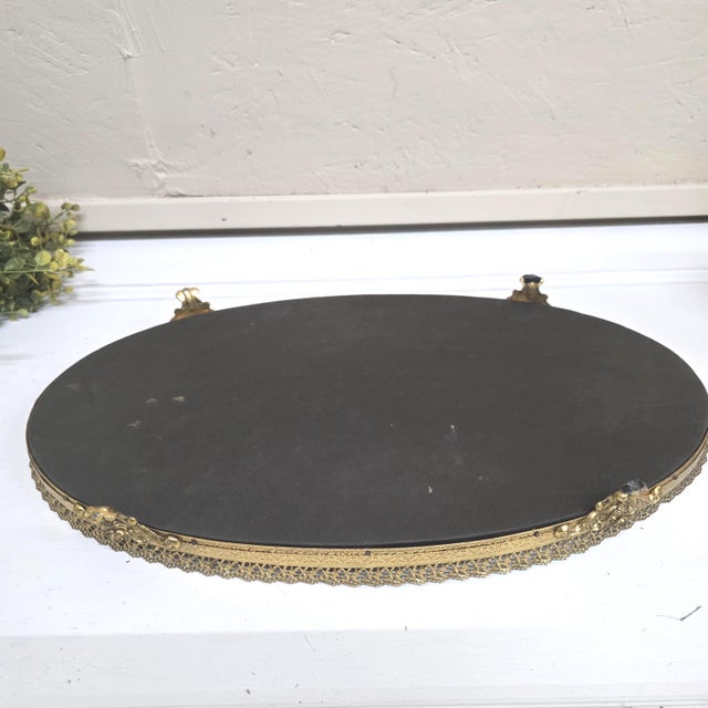 1960's Stylebuilt Vanity Mirror Tray Set Victorian Gothic Gilded Gold Accents For Sale - Image 9 of 14