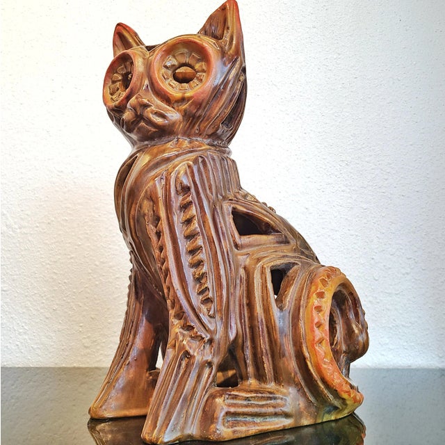 Ceramic Alvino Bagni Abstract Cat Sculpture (Italy) For Sale - Image 7 of 11