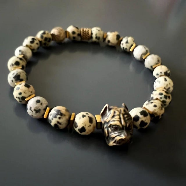 Early 21st Century Dalmatian Jasper Beaded Dog Charm Bracelet For Sale - Image 5 of 8