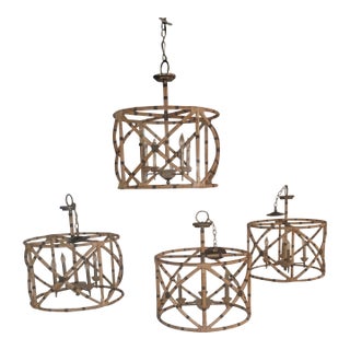 Curry & Company "Palm Beach" Arurog and Pyrite Bronze Lanterns - Set of 4 For Sale