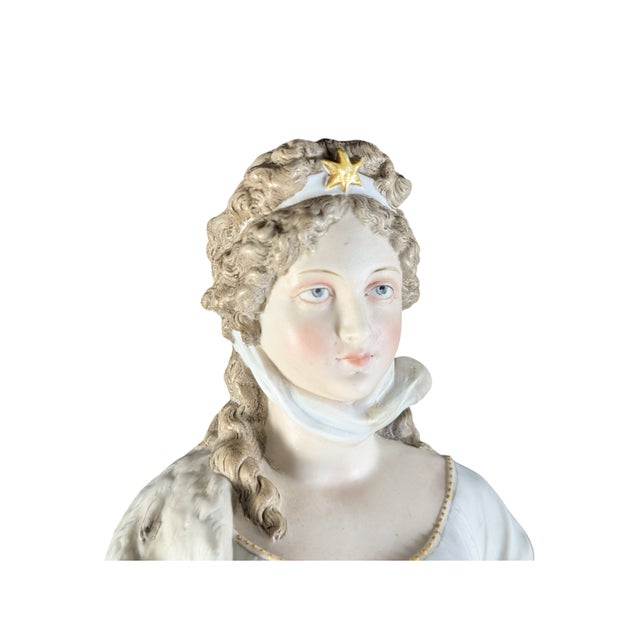 Late 19th Century Late 19th Queen Louise of Prussia Hand Painted Large Porcelain Figurine Bisque 13.5" Tall For Sale - Image 5 of 12