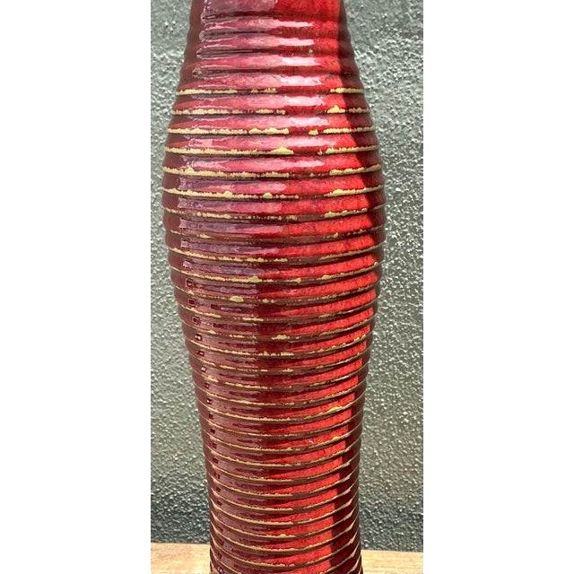 Vintage Pair of Ribbed Tall Vases For Sale - Image 9 of 12