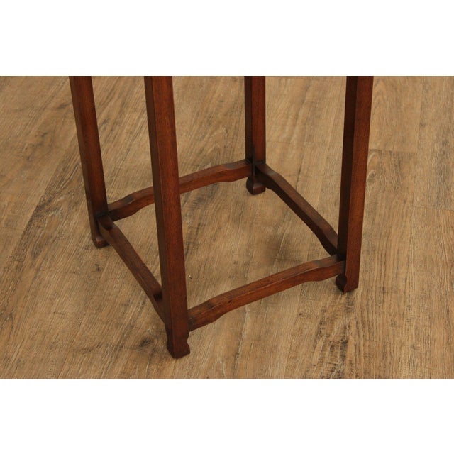 Brown Baker Asian Inspired Pair of Mahogany Pedestal Plant Stands For Sale - Image 8 of 12