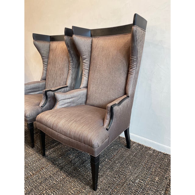 1960s Vintage High Back Wing Chairs - A Pair For Sale - Image 4 of 7