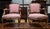 Pair of Louis XV style cabriolet armchairs Beautiful cashmere-style upholstery Sculptural decorations Cabriole legs