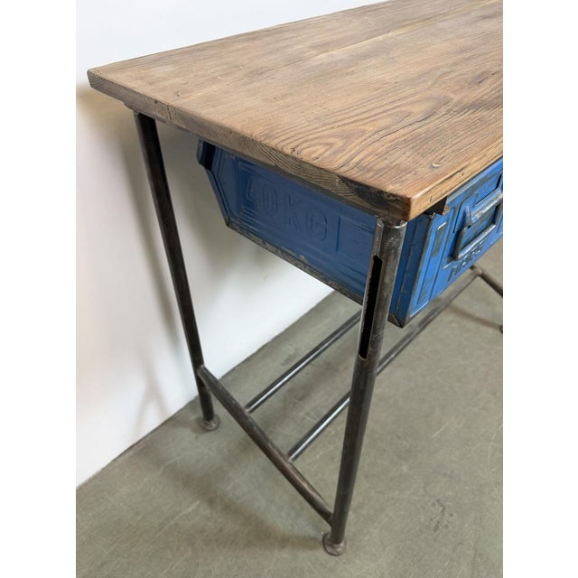 Brown Vintage Industrial Worktable, 1960s For Sale - Image 8 of 18