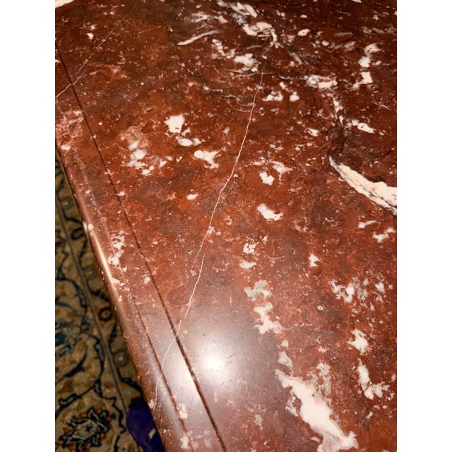 French Antique French Louis Walnut Wood Marble Top Mirror Sideboard Cabinet For Sale - Image 3 of 10