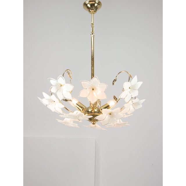 Vintage Italian Murano Glass Flower Chandelier, 1980s For Sale - Image 16 of 16