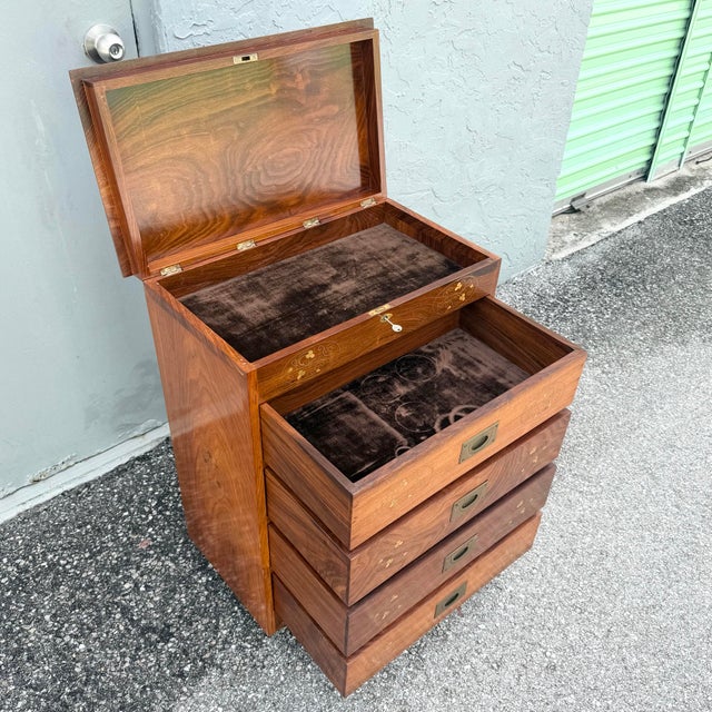 Vintage Italian Style Wooden Jewelry/Silverware Chest For Sale - Image 4 of 9