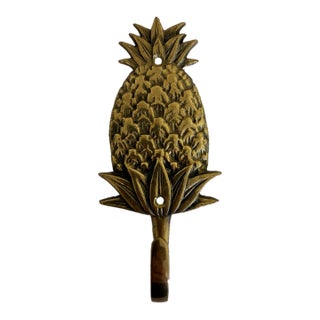 Vintage Solid Brass Pineapple Wall Hook For Sale