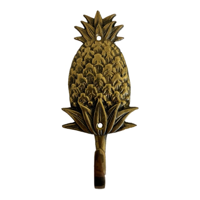 Vintage Solid Brass Pineapple Wall Hook For Sale