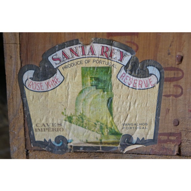 Vintage Santa Rey Rose Still Wine Caves Imperio Portugal Oak Bottle Crate Box For Sale - Image 10 of 10