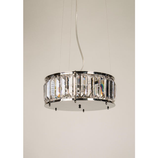 Contemporary Nickel-Plated Brass and Precision-Cut Austrian Crystal Pendant Light by ZAVADSKI For Sale - Image 3 of 3
