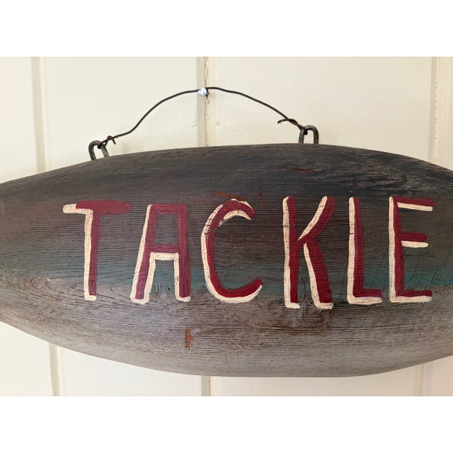 Vintage New England-Style Hand-Carved Fish Bait & Tackle Folk Art Sign For Sale - Image 12 of 13