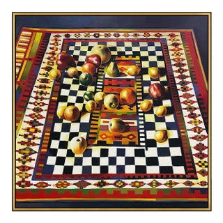 1970s Fruit on Checkered Rug, Lowell Nesbitt For Sale