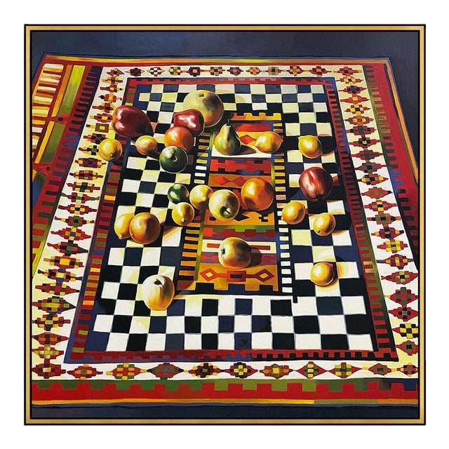 1970s Fruit on Checkered Rug, Lowell Nesbitt For Sale