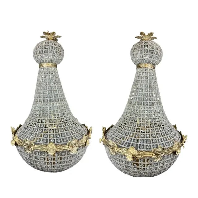 Pair of Late 20th Century French Louis XVI Style Empire Chandeliers With Sculpted Woman’s Face Accents For Sale - Image 11 of 11