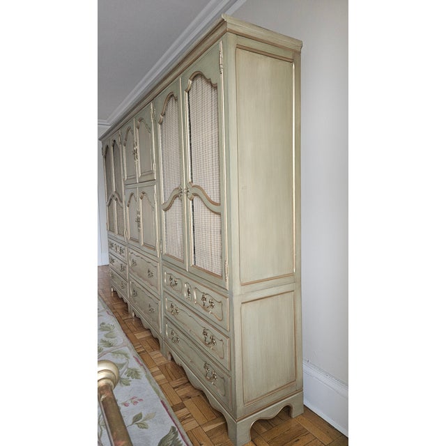 Mid 20th Century French Provincial Triple Armoire Wall Unit by Baker Furniture For Sale - Image 14 of 15