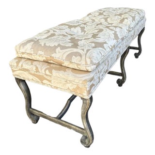 Antique Italian Blue/Green Patina Long Bench For Sale