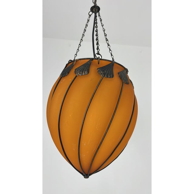 Orange Murano Glass Pendant Lamps, 1980s, Set of 2 For Sale - Image 10 of 11